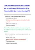Crane Operator Certification Exam Questions  and Correct Answers &lpar;Verified Answers&rpar; Plus  Rationales 2026 Q&A &vert; Instant Download Pdf