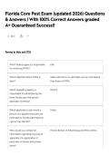Florida Core Pest  Exam &lpar;updated 2026&rpar;   Questions & Answers &vert; With 100&percnt; Correct Answers graded A&plus; Guaranteed Success&excl;&excl;