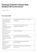 Physiology &lpar;Alzheimer's Disease&rpar; Study Questions with Correct Answers