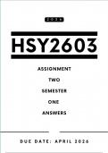 HSY2603 Assignment 2 Answers - Semester 1 &comma; 2026 &vert; Due Date April 2026
