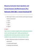 Masonry Contractor Exam Questions and  Correct Answers &lpar;Verified Answers&rpar; Plus  Rationales 2026 Q&A &vert; Instant Download Pdf