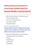 Roofing Contractor Exam Questions and  Correct Answers &lpar;Verified Answers&rpar; Plus  Rationales 2026 Q&A &vert; Instant Download Pdf