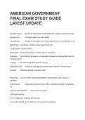 AMERICAN GOVERNMENT  FINAL EXAM STUDY GUIDE  LATEST UPDATE 