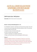ACTUAL CISSP EXAM WITH  ANSWERS AND DETAILED  RATIONALES 