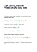 AQA A-LEVEL HISTORY  TUDORS FINAL EXAM 2026 