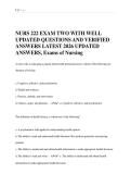 NURS 222 EXAM TWO WITH WELL  UPDATED QUESTIONS AND VERIFIED  ANSWERS LATEST 2026 UPDATED  ANSWERS&comma; Exams of Nursing 