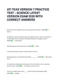 ATI TEAS VERSION 7 PRACTICE  TEST &ndash; SCIENCE LATEST  VERSION EXAM 2026 WITH  CORRECT ANSWERS 