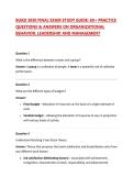 BUAD 3030 FINAL EXAM STUDY GUIDE&colon; 60&plus; PRACTICE QUESTIONS & ANSWERS ON ORGANIZATIONAL BEHAVIOR&comma; LEADERSHIP&comma; AND MANAGEMENT