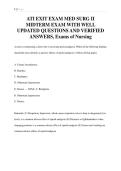 ATI EXIT EXAM MED SURG II  MIDTERM EXAM WITH WELL  UPDATED QUESTIONS AND VERIFIED  ANSWERS&comma; Exams of Nursing