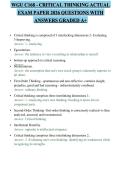 WGU C168 - CRITICAL THINKING ACTUAL EXAM PAPER 2026 QUESTIONS WITH ANSWERS GRADED A&plus;