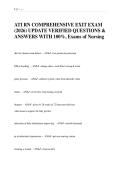 ATI RN COMPREHENSIVE EXIT EXAM  &lpar;2026&rpar; UPDATE VERIFIED QUESTIONS &  ANSWERS WITH 100&percnt;&comma; Exams of Nursing