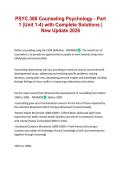 PSYC 388 Counseling Psychology - Part 1 &lpar;Unit 1-4&rpar; with Complete Solutions &vert; New Update 2026 &vert; Athabasca University