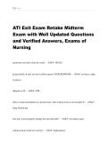 ATI Exit Exam Retake Midterm  Exam with Well Updated Questions  and Verified Answers&comma; Exams of  Nursing 