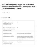 Red Cross Emergency Oxygen Test 2026 Actual Questions & Verified Answers Latest Update 2025 &sol; 2026 Verified 100&percnt; Correct
