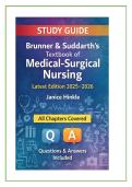 STUDY GUIDE FOR BRUNNER AND SUDDARTH'S TEXTBOOK OF MEDICAL-SURGICAL NURSING&comma; LATEST EDITION 2025&comma;2026 - JANICE HINKLE - &lpar; ALL CHAPTERS COVERED&rpar;QUESTIONS & ANSWERS INCLUDED
