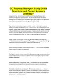 DC Property Managers Study Guide Questions and Correct Answers 2026&sol;2027
