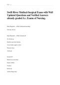 Swift River Medical-Surgical Exam with Well  Updated Questions and Verified Answers  already graded A&plus;&comma; Exams of Nursing&period; 