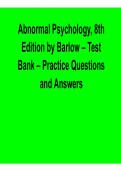 Abnormal Psychology 8th Edition Test Bank Barlow 2025&sol; 2026 Comprehensive Practice Questions and Verified Answers