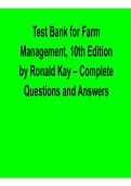 Farm Management 10th Edition Test Bank Ronald Kay 2025&sol; 2026 Comprehensive Exam Prep Questions and Verified Answers