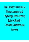 Essentials of Human Anatomy and Physiology 10th Edition Test Bank Marieb 2025&sol; 2026 Comprehensive Exam Prep Questions and Verified Answers