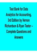 Data Analytics for Accounting 3rd Edition Test Bank Richardson Teeter 2025&sol; 2026 Comprehensive Exam Prep Questions and Verified Answers