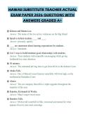 HAWAII SUBSTITUTE TEACHER ACTUAL EXAM PAPER 2026 QUESTIONS WITH ANSWERS GRADED A&plus;