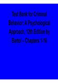 Criminal Behavior A Psychological Approach 12th Edition Test Bank Bartol 2025&sol; 2026 Chapters 1&ndash;16 Comprehensive Exam Prep Questions and Verified Answers