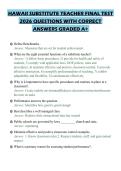HAWAII SUBSTITUTE TEACHER FINAL TEST 2026 QUESTIONS WITH CORRECT ANSWERS GRADED A&plus;