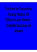 Concepts for Nursing Practice 4th Edition Test Bank Giddens 2025&sol; 2026 Comprehensive Exam Prep Questions and Verified Answers