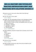 HESI A2 ANATOMY AND PHYSIOLOGY PRACTICE CERTIFICATION SCRIPT 2026 QUESTIONS WITH SOLUTIONS GRADED A&plus;