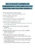 HESI A2 BIOLOGY CHAMBERLAIN COMPREHENSIVE STUDY GUIDE 2026 FULL QUESTIONS AND SOLUTIONS GRADED A&plus;