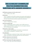 HESI A2 BIOLOGY CHAMBERLAIN PRACTICE EXAMINATION 2026 QUESTIONS WITH ANSWERS GRADED A&plus;