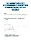 HESI A2 BIOLOGY PRACTICE &lpar;CHAMBERLAIN&rpar; ACTUAL EXAM PAPER 2026 QUESTIONS WITH ANSWERS GRADED A&plus;