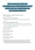 HESI A2 BIOLOGY PRACTICE &lpar;CHAMBERLAIN&rpar; COMPREHENSIVE STUDY GUIDE 2026 FULL QUESTIONS AND SOLUTIONS GRADED A&plus;