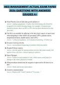 HESI MANAGEMENT ACTUAL EXAM PAPER 2026 QUESTIONS WITH ANSWERS GRADED A&plus;
