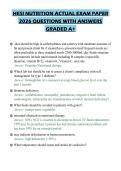 HESI NUTRITION ACTUAL EXAM PAPER 2026 QUESTIONS WITH ANSWERS GRADED A&plus;