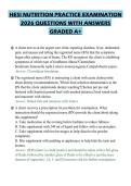 HESI NUTRITION PRACTICE EXAMINATION 2026 QUESTIONS WITH ANSWERS GRADED A&plus;