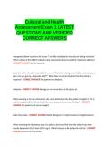 Cultural and Health Assessment Exam 1 LATEST QUESTIONS AND VERIFIED CORRECT ANSWERS&period;