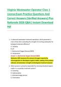 Virginia Wastewater Operator Class 1  License Exam Practice Questions And  Correct Answers &lpar;Verified Answers&rpar; Plus  Rationale 2026 Q&A&vert; Instant Download  Pdf 