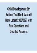 Child Development 9th Edition Test Bank Berk 2025&sol; 2026 Comprehensive Exam Prep Questions and Verified Answers
