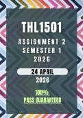 THL1501 Assignment 2 Semester 1 2026 Memo &vert; Due Date 24 April 2026