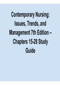 Contemporary Nursing Issues Trends and Management 7th Edition Study Guide 2025&sol; 2026 Chapters 15&ndash;28 Practice Questions and Verified Answers