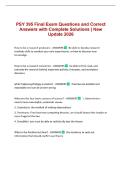 PSY 395 Final Exam Questions and Correct Answers with Complete Solutions &vert; New Update 2026
