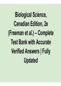 Biological Science Canadian Edition 2nd Edition Test Bank Freeman et al 2025&sol; 2026 Comprehensive Exam Prep Questions and Verified Answers