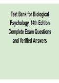 Biological Psychology 14th Edition Test Bank 2025&sol; 2026 Comprehensive Exam Prep Questions and Verified Answers