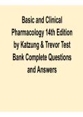 Basic and Clinical Pharmacology 14th Edition Test Bank Katzung Trevor 2025&sol; 2026 Comprehensive Exam Prep Questions and Verified Answers