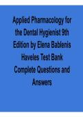 Applied Pharmacology for the Dental Hygienist 9th Edition Test Bank Haveles 2025&sol; 2026 Comprehensive Exam Prep Questions and Verified Answers