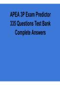 APEA 3P Exam Predictor &ndash; 335 Questions Test Bank with Complete Verified Answers 2026
