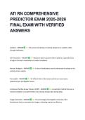 ATI RN COMPREHENSIVE  PREDICTOR EXAM 2025-2026  FINAL EXAM WITH VERIFIED  ANSWERS 