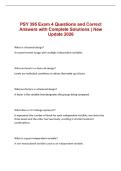 PSY 395 Exam 4 Questions and Correct Answers with Complete Solutions &vert; New Update 2026